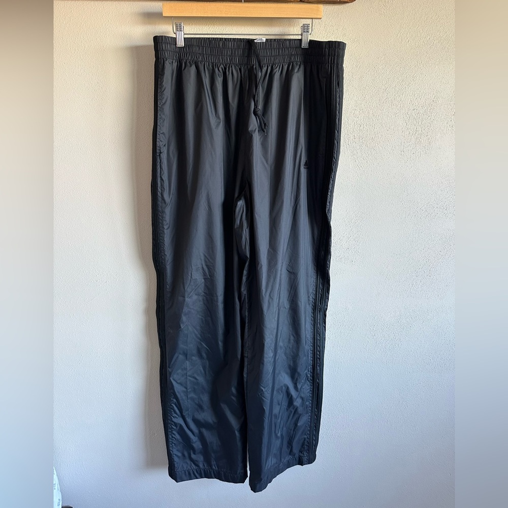Adidas Three Stripe Y2K Lined Black On Black Wind Pants‎ XL Drawstring